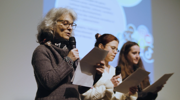 Lecture de notre manifeste à l'auditorium